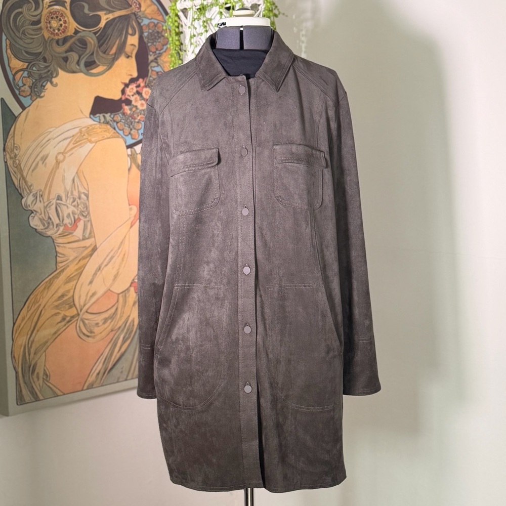 Women’s Marc Cain Faux Brown Suede‎ Button Down Coat Jacket Size 42